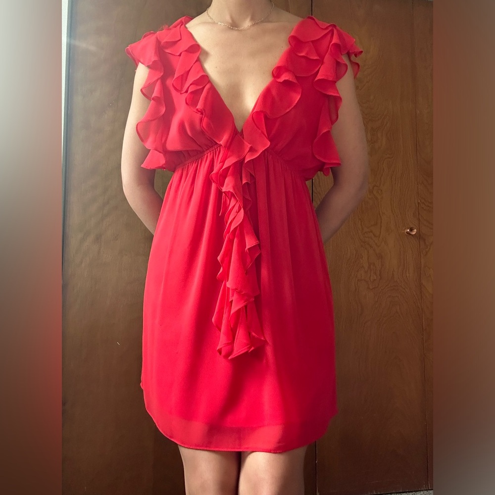 Frilly dress. Size large. Stretchy waist.